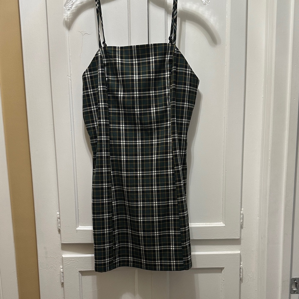 Plaid Spaghetti Strap Dress size L new